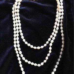 Fresh water, vintage style long pearl necklace
